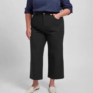 Universal Standard Faye Stretch Cotton Twill Boyfriend Crop Pants Black Size 18
